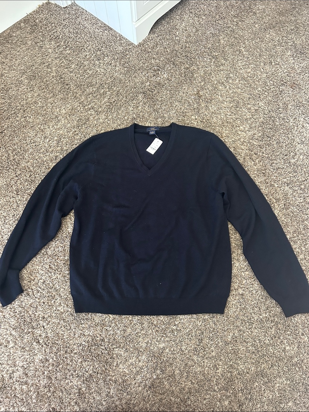 Brooks Brothers Navy Blue V-Neck Sweater for Men